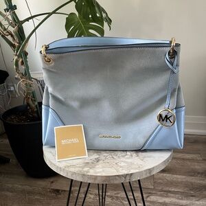 Michael Kors Sky Blue and Gray Shoulder Bag
